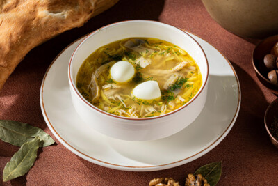 Домашний суп-лапша с курицей и грибами