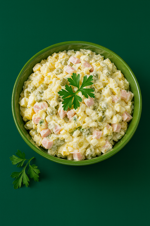 Салат Оливье с курицей 0,5