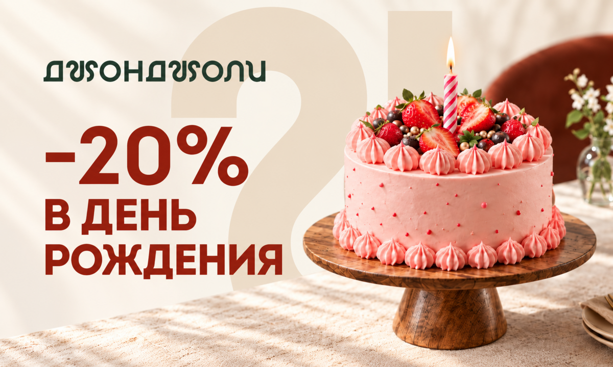 Скидка 20% ко Дню рождения